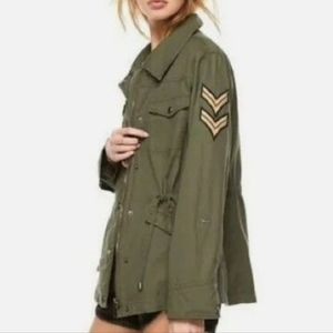 Madden NYC Women's Army Green Zip-up/Button Utility Long Sleeve Jacket - Medium